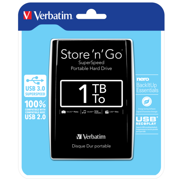 1TB Hard Drive 2,5'' Store &acute;N&acute; Go USB 3.0, Black