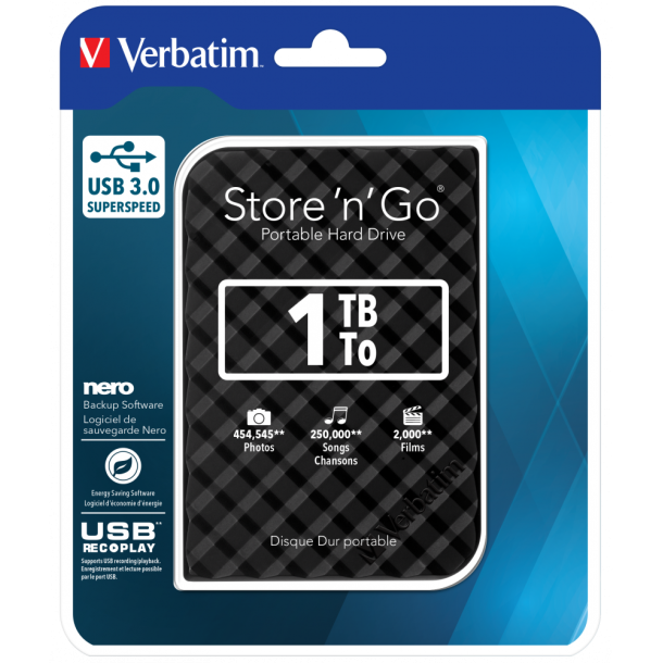 1TB Hard Drive 2,5'' Store &acute;N&acute; Go USB 3.0, Black (Gen.2)