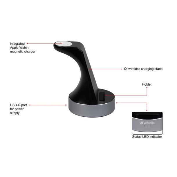 WCS-01 Alu 2-in-1 Qi MFi Wireless + Apple Watch Charger