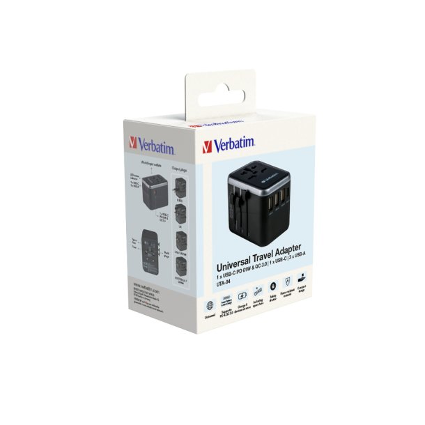 Universal Travel Adapter UTA-04 PD61W/QC / 3xUSB / 2xType-C
