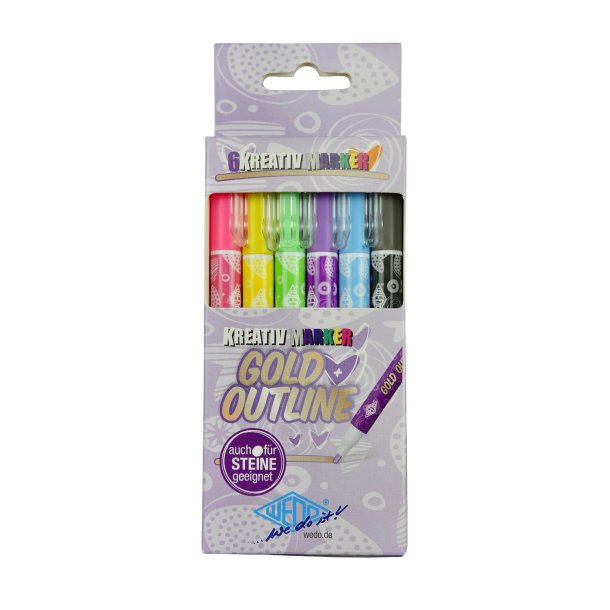 Kreative outliner pen assorted (6) Gold