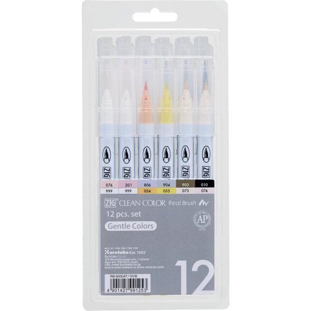 Zig Clean Color Pensel Pen blde farver 12-st