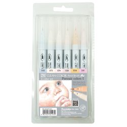 Zig Clean Color Pensel Pen St m. 6 stk Portrait colors