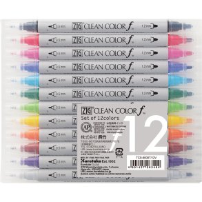 ZIG Clean Color Pen f - S�t m. 12 farver